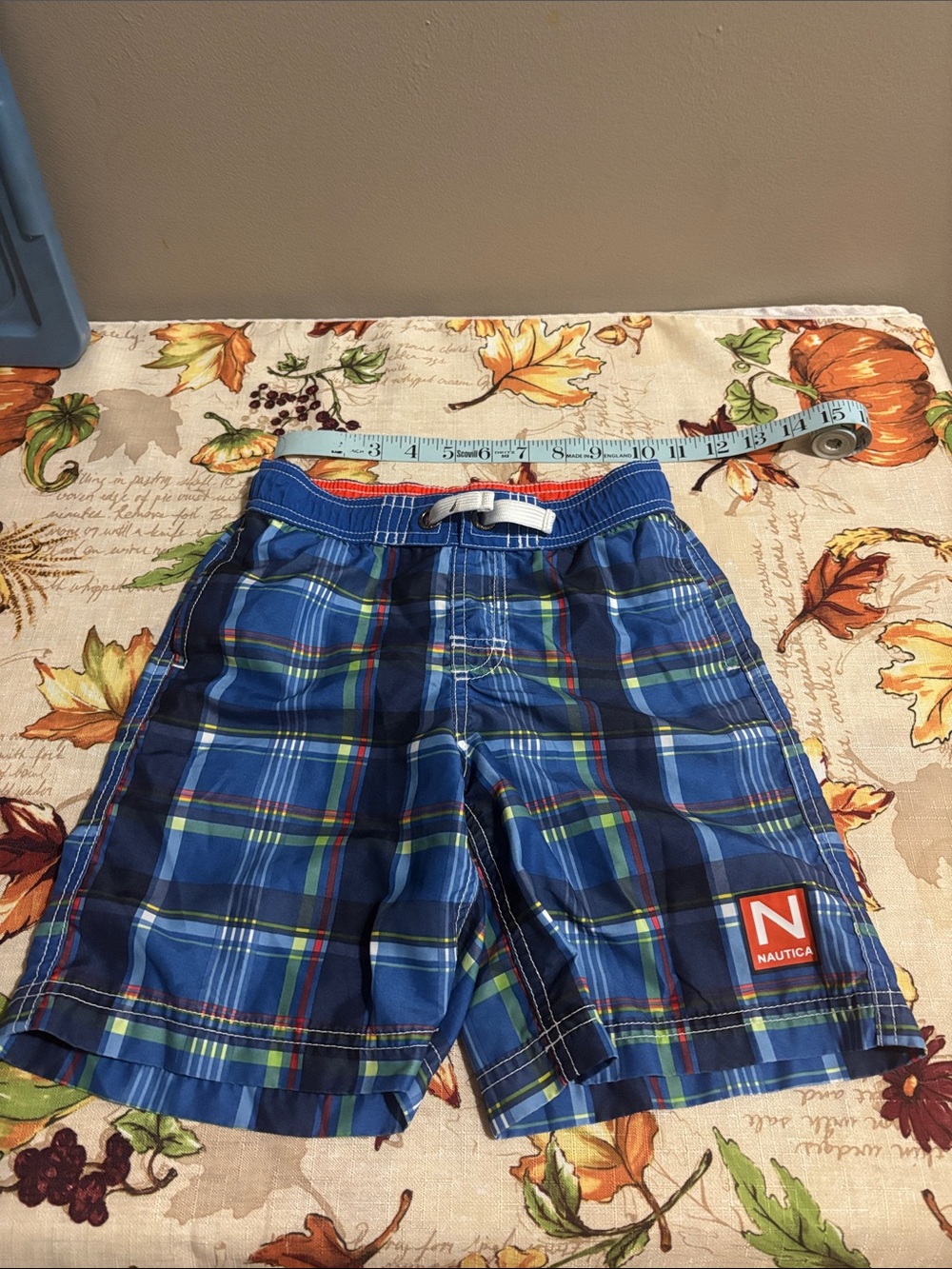 Nautica Blue Plaid Swim Shorts